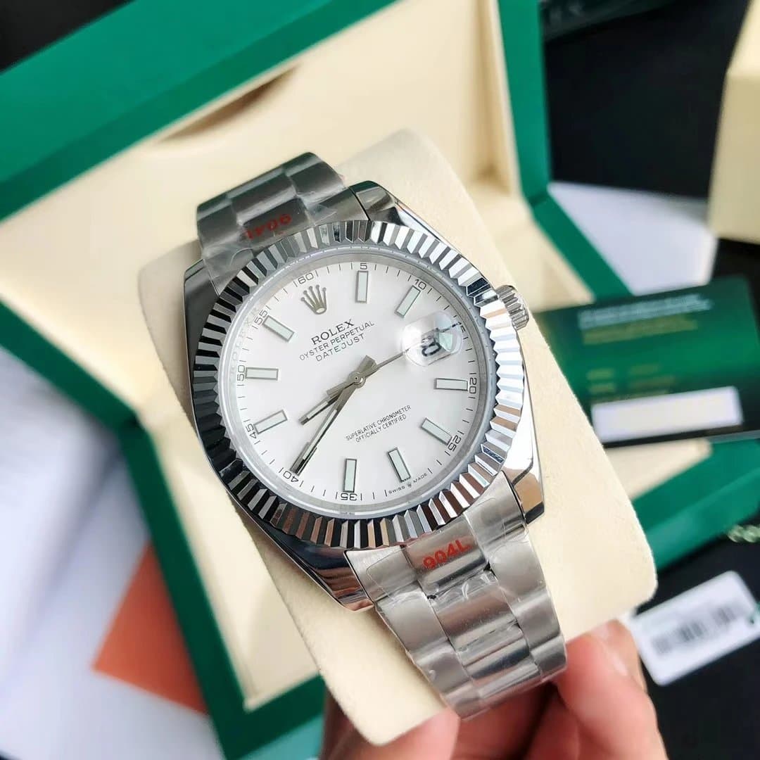 Silver Shell · White Plate · Three-bead Steel Strip Mineral Reinforced Mirror Glass / Without full package / 41MM