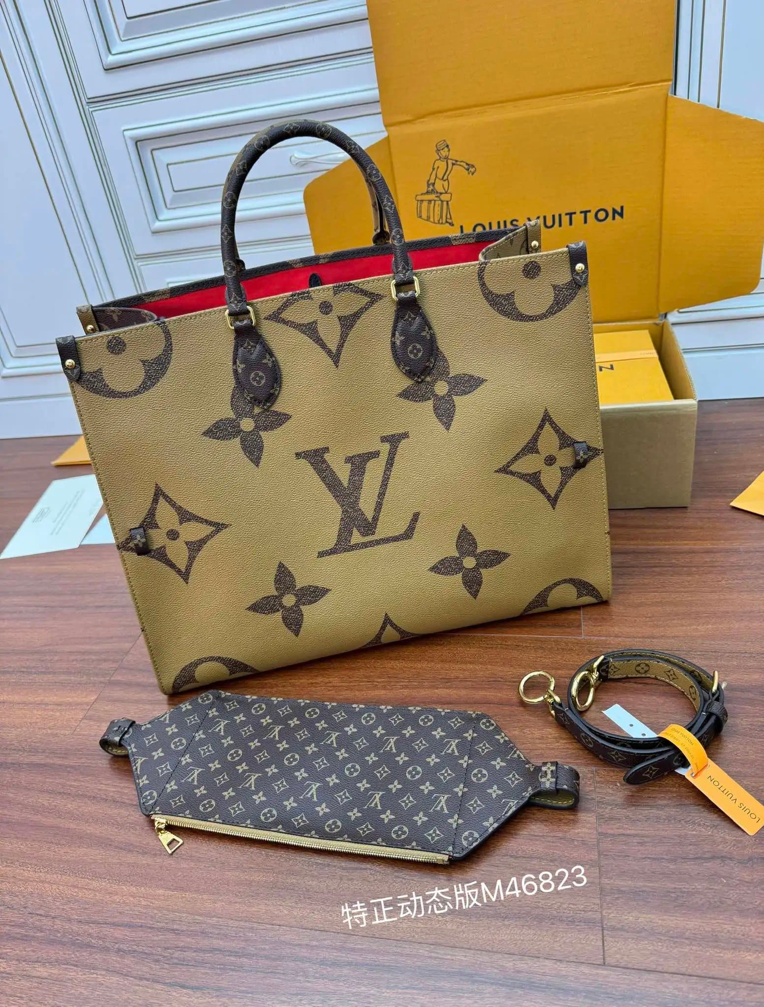 LV Louis Vuitton ONTHEGO BB Letter Logo Jungle Bag Leather Shoulder Crossbody Handbag Women's M46823