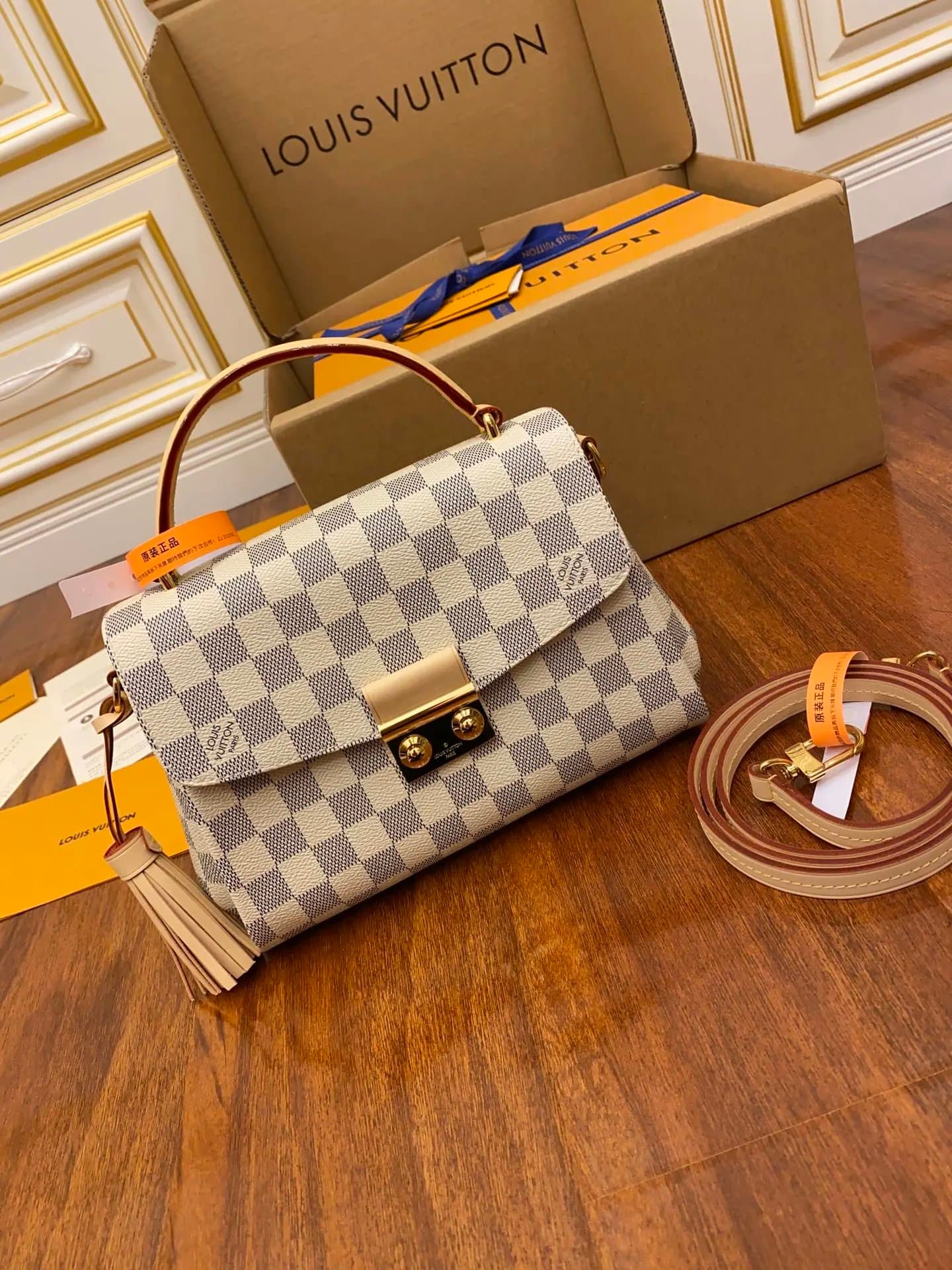 LV Louis Vuitton Croisette Damier Canvas Bag Portable Shoulder Bag Women's N41581