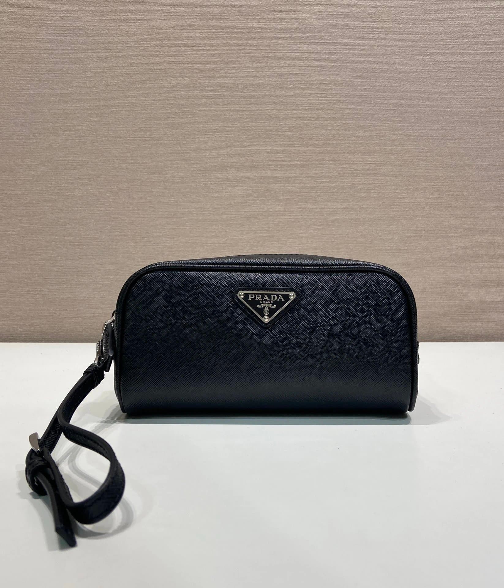 PRADA [2NE045] Saffiano Cowhide Leather Men's Clutch Bag