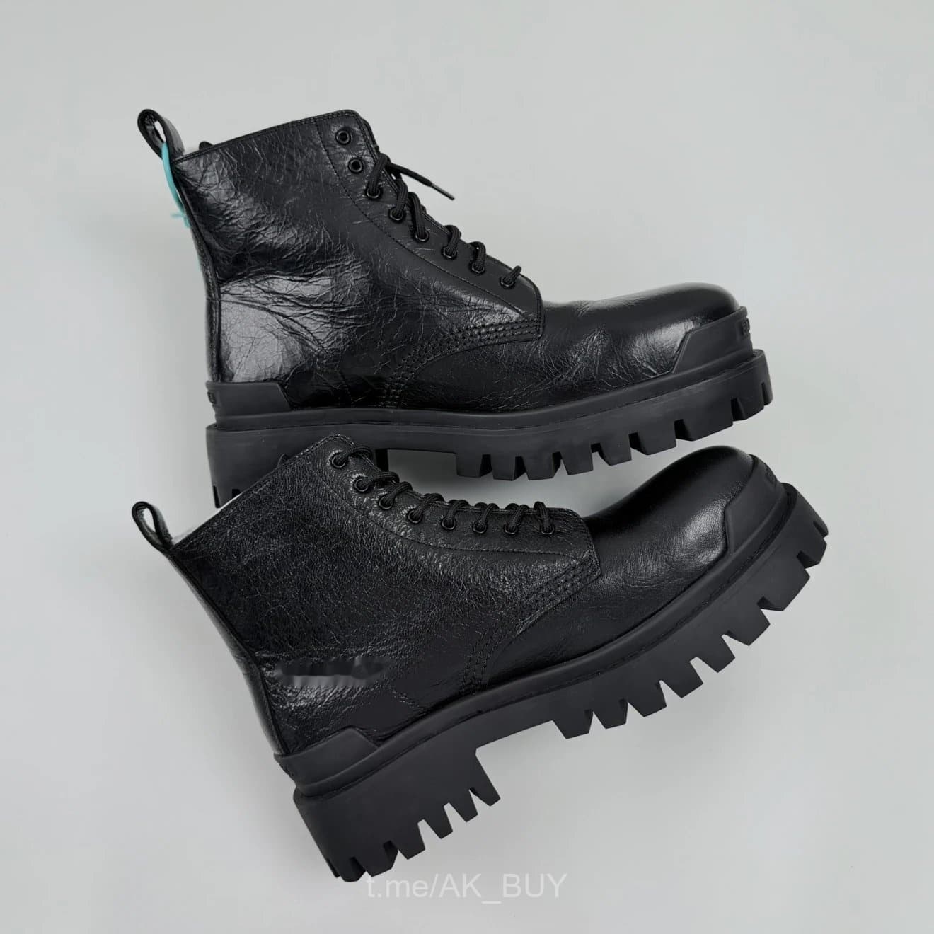 Balenciaga Black Leather Lug Sole Boots