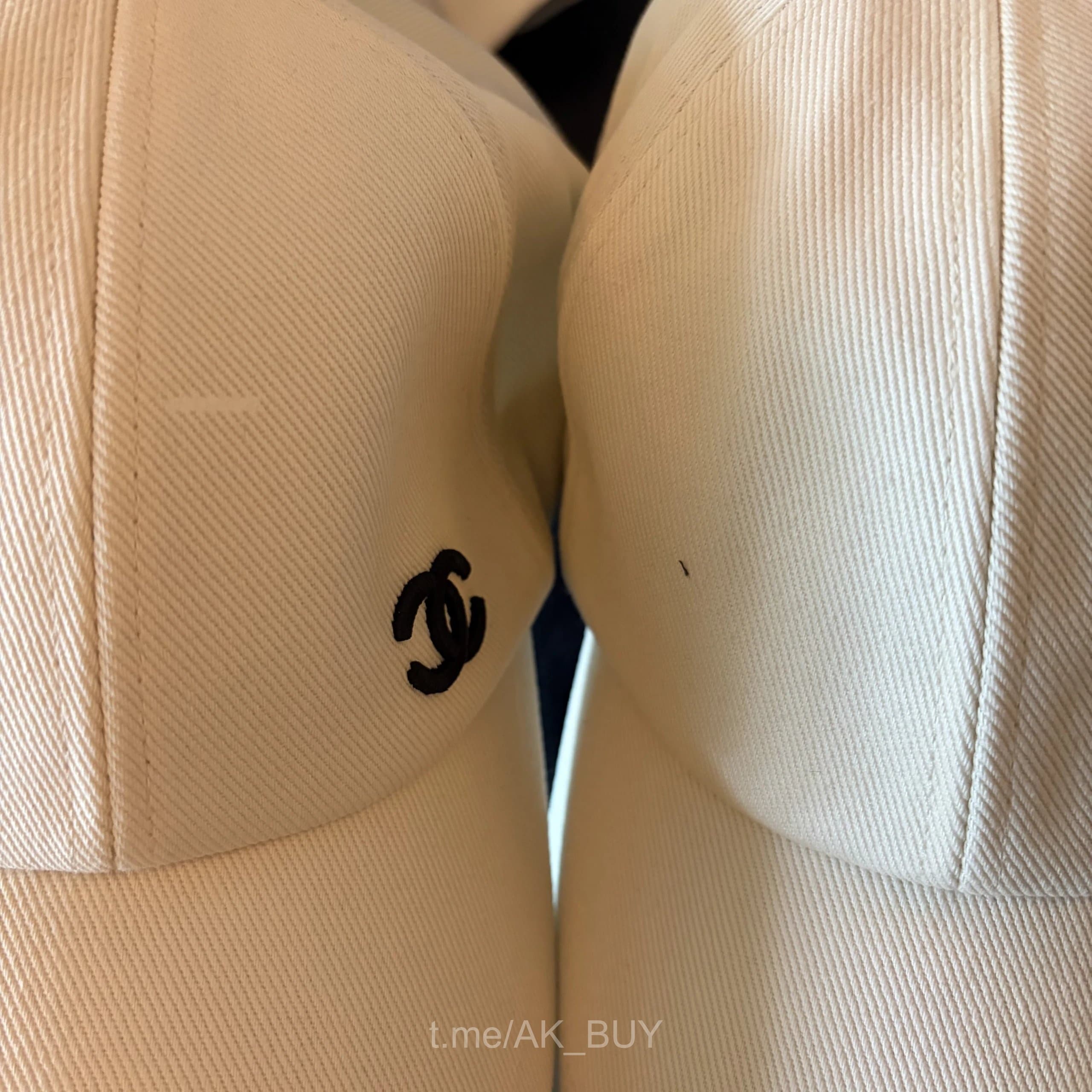 Chanel White Cotton Twill Baseball Cap