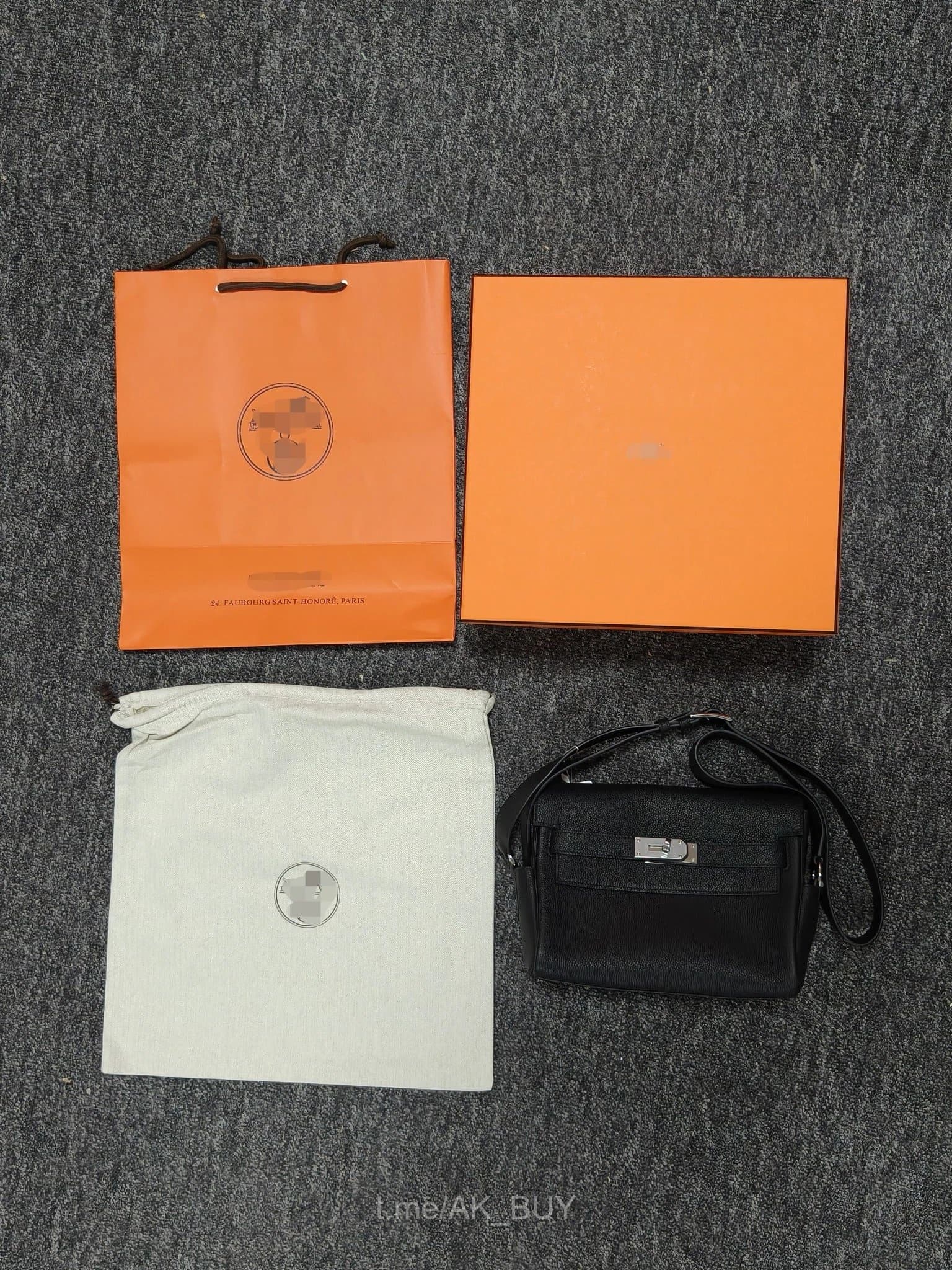 Hermes Black Leather Shoulder Bag