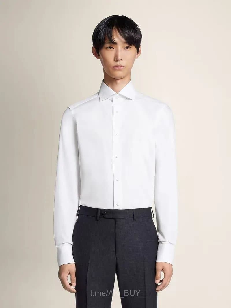 Zegna White Cotton Dress Shirt