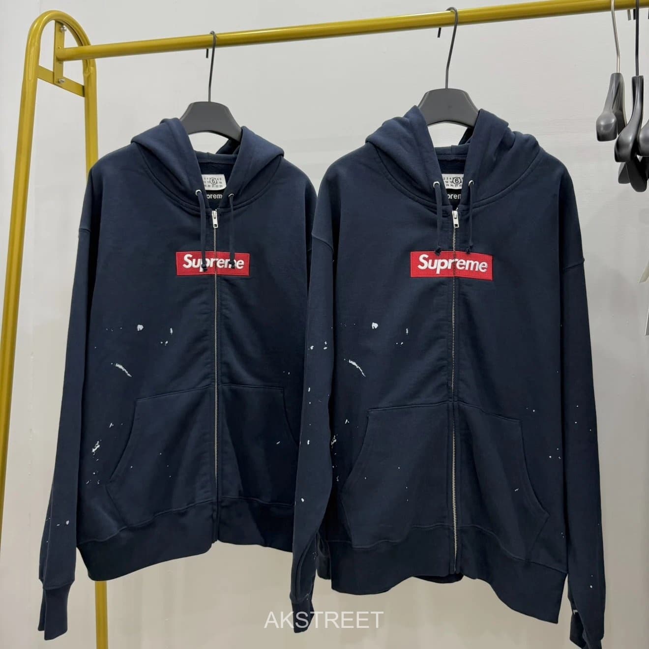 Supreme Navy Paint Splatter Zip Hoodie