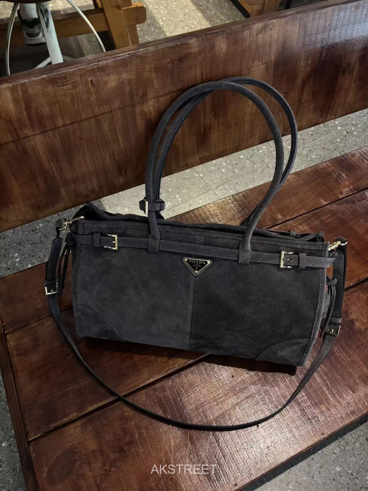 Prada Grey Suede Handbag