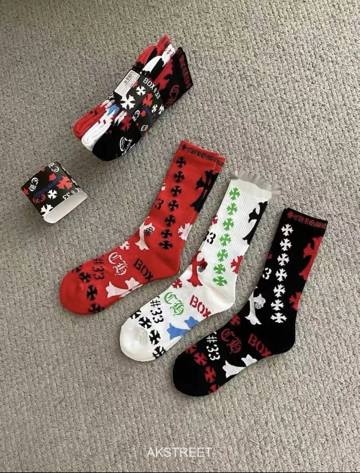 Chrome Hearts Black Cotton Cross Socks