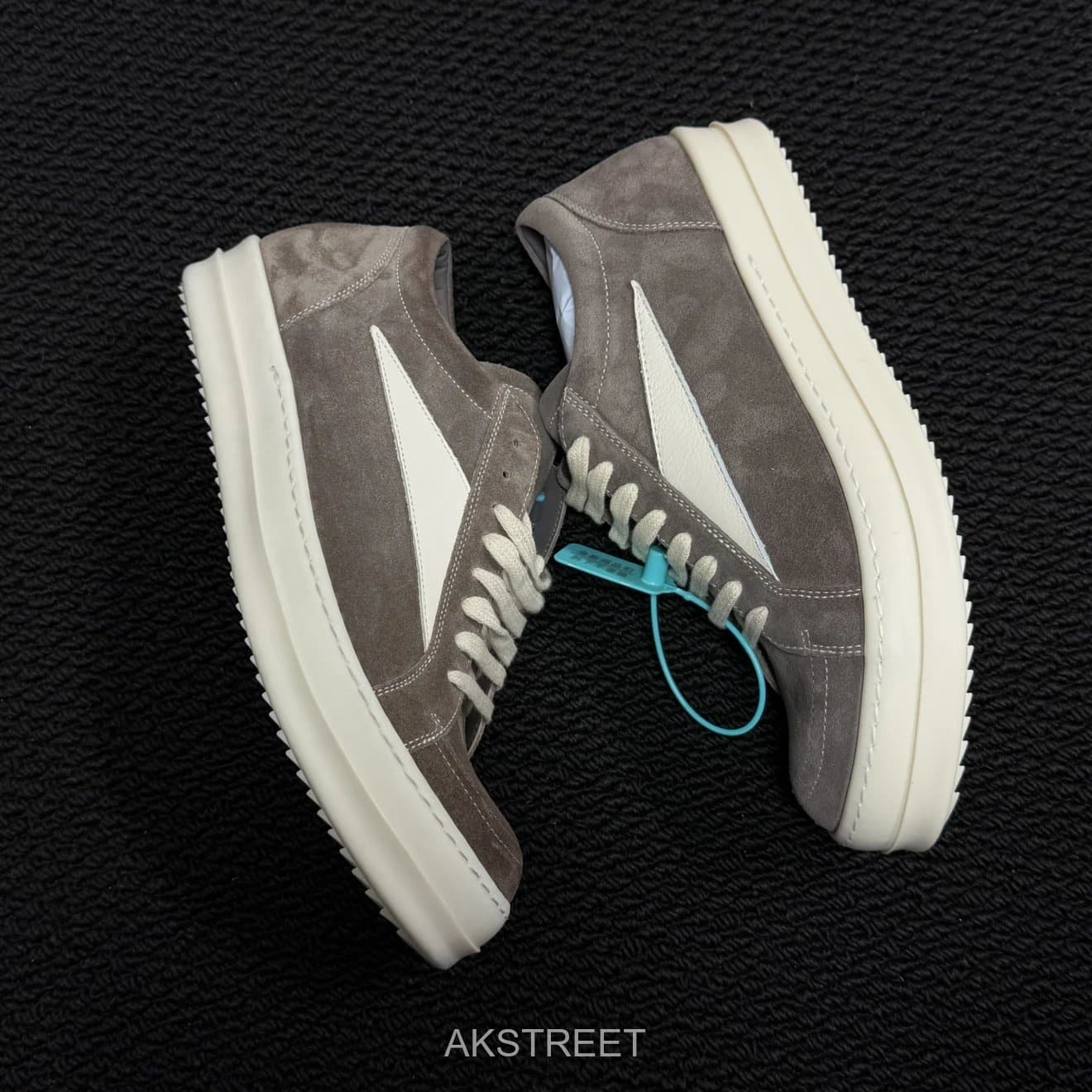 Rick Owens Grey Suede Low Sneakers