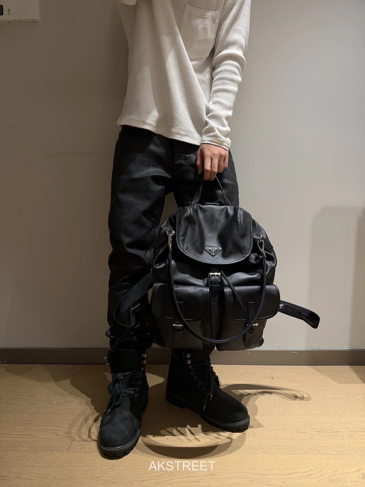Prada Black Leather Backpack