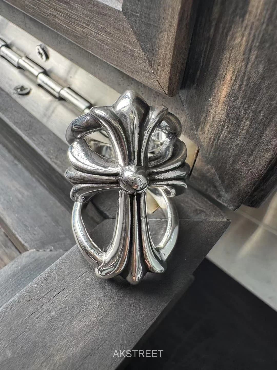 Chrome Hearts Silver Sterling Cross Ring