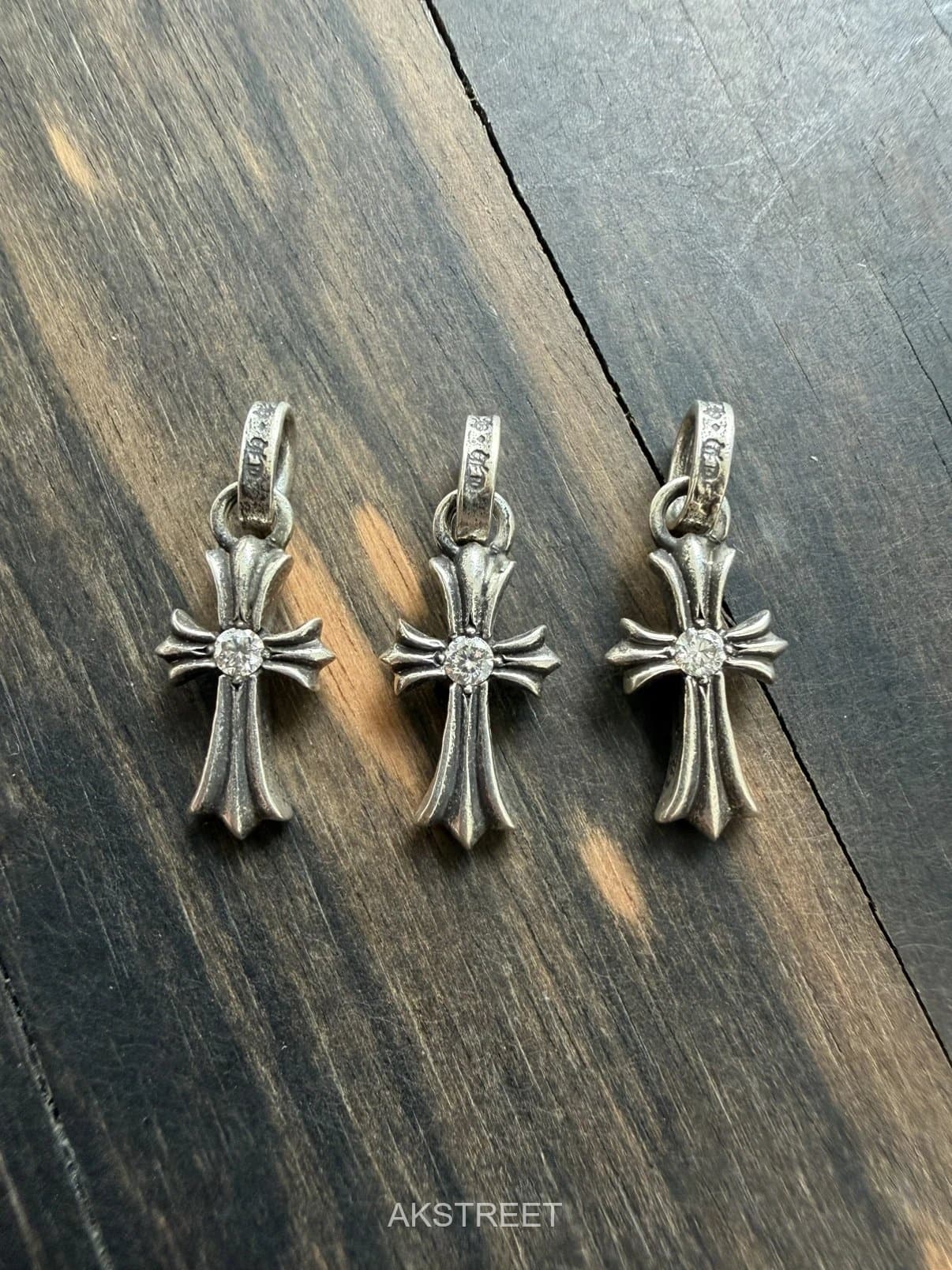 Chrome Hearts Silver Diamond Cross Pendant