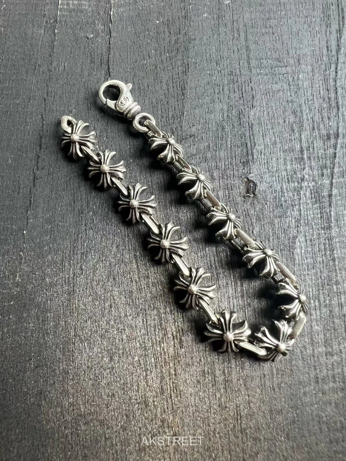 Chrome Hearts Silver Sterling Cross Bracelet