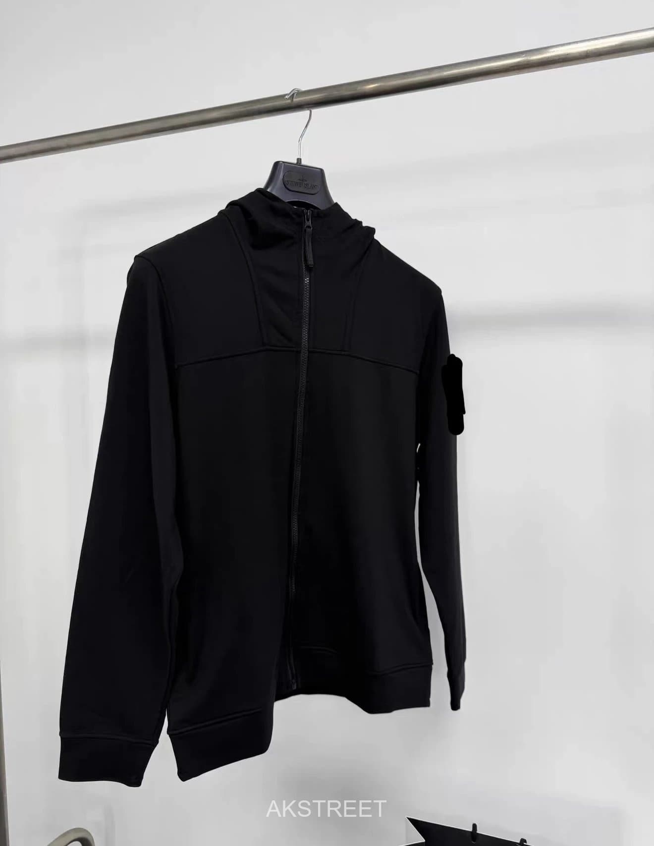 Stone Island Black Cotton Zip Hoodie