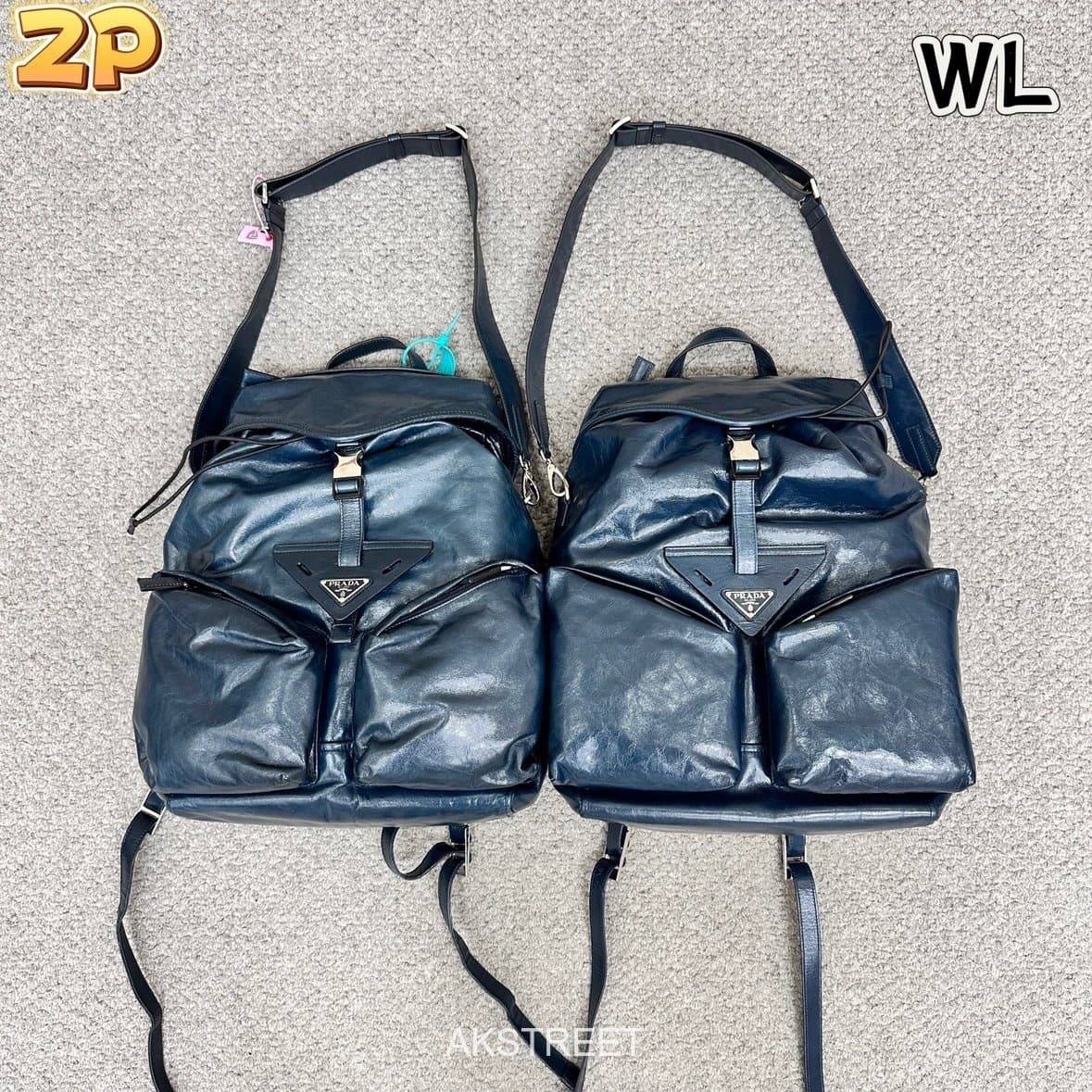 Prada Blue Leather Backpack