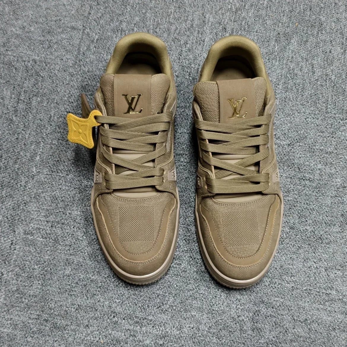 Louis Vuitton Olive Green Leather Sneakers