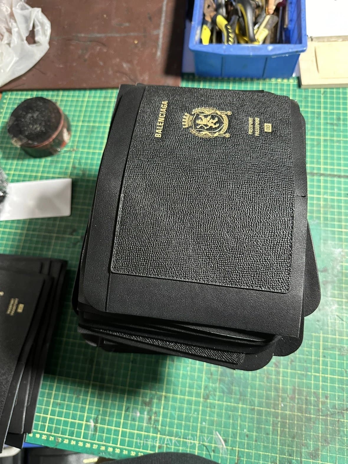 Balenciaga Black Leather Lanyard Wallet
