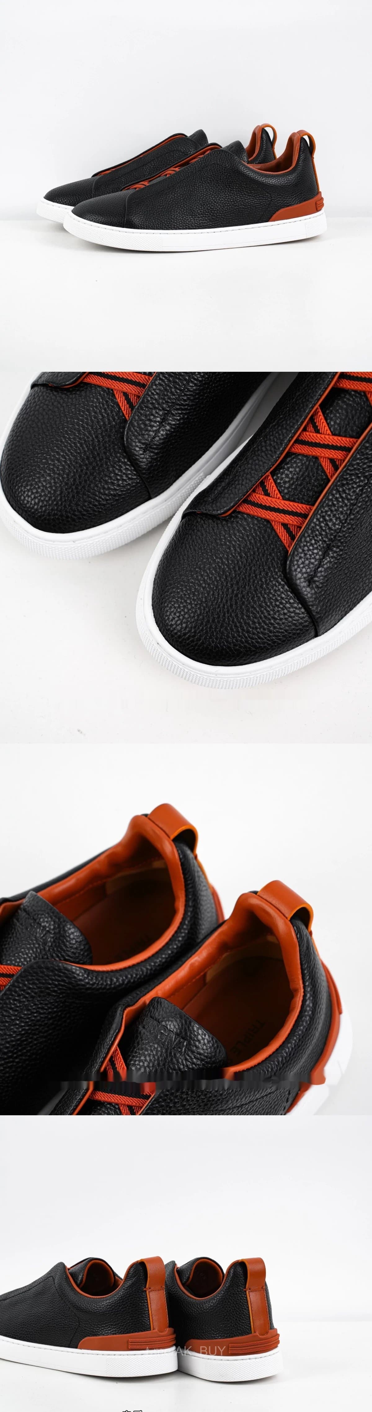 Zegna Dark Brown Leather Sneakers