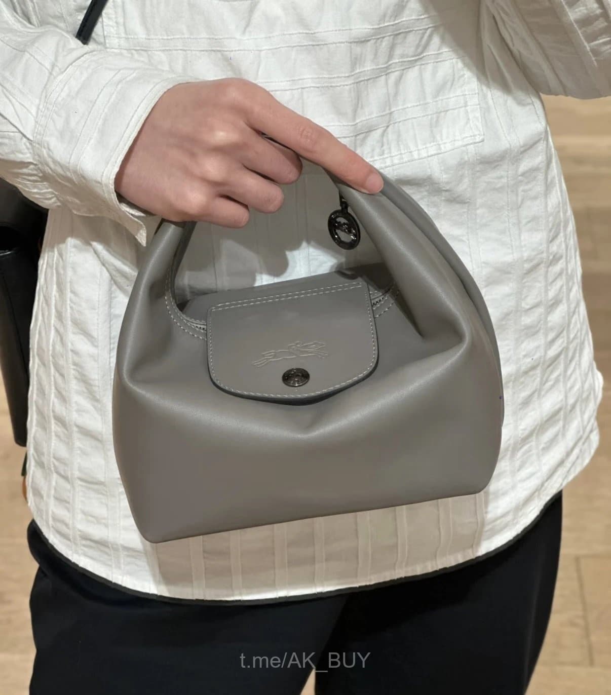Longchamp Grey Leather Handbag