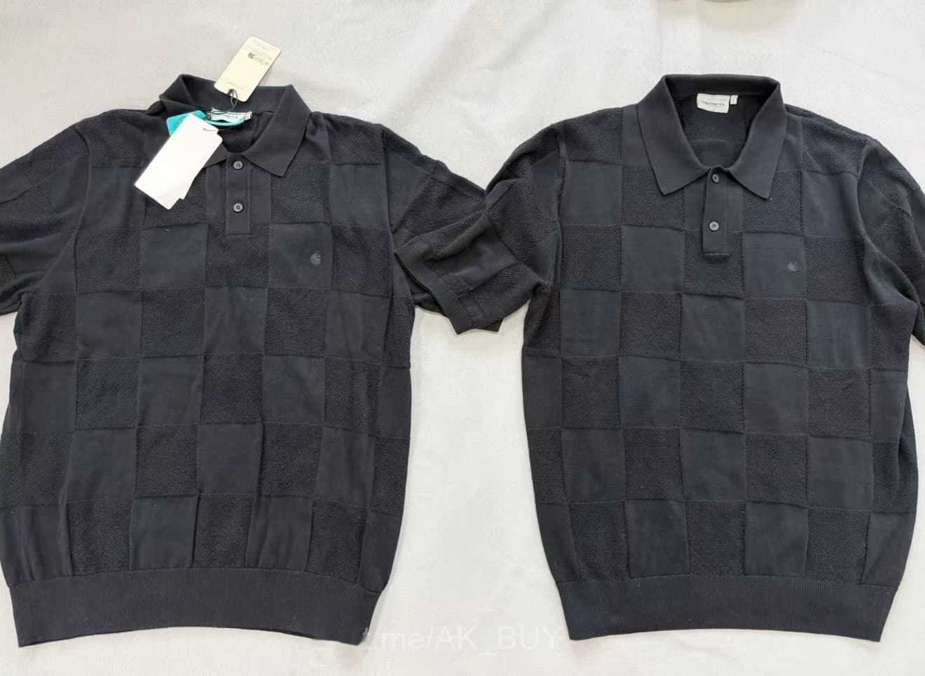 Carhartt Black Checkered Knit Polo Shirt