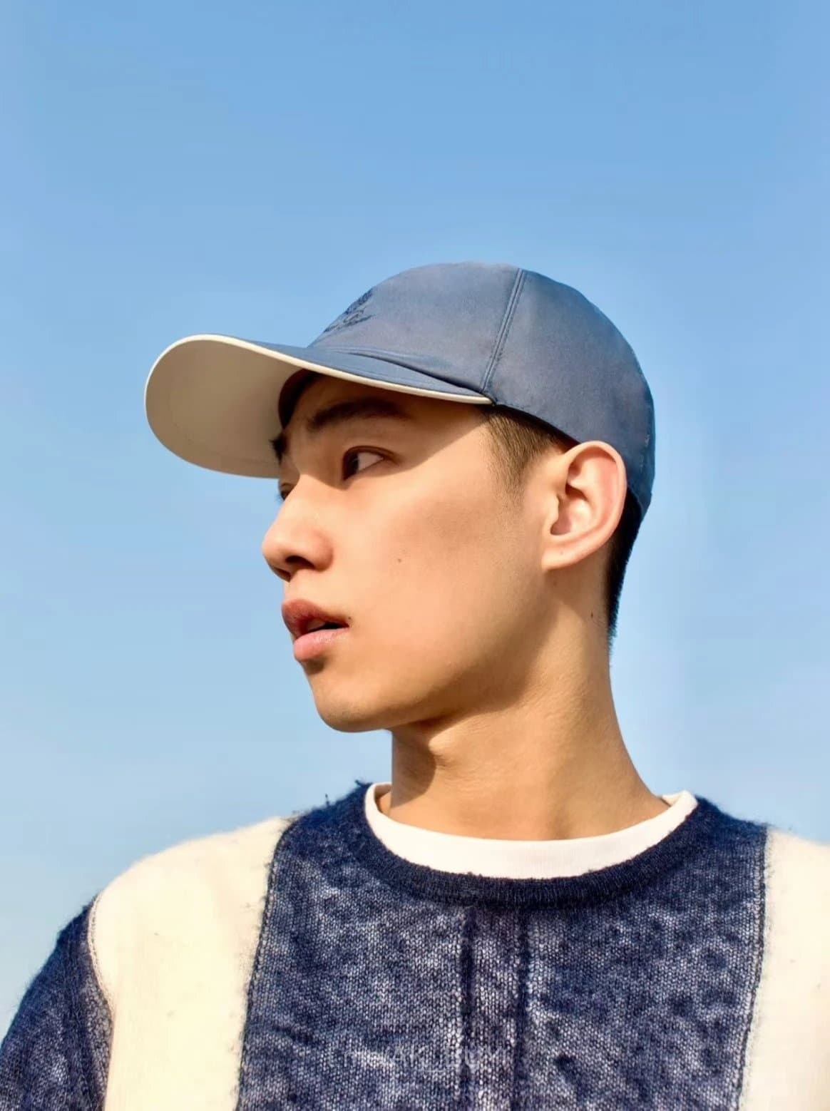 Blue And White Cotton Baseball Cap