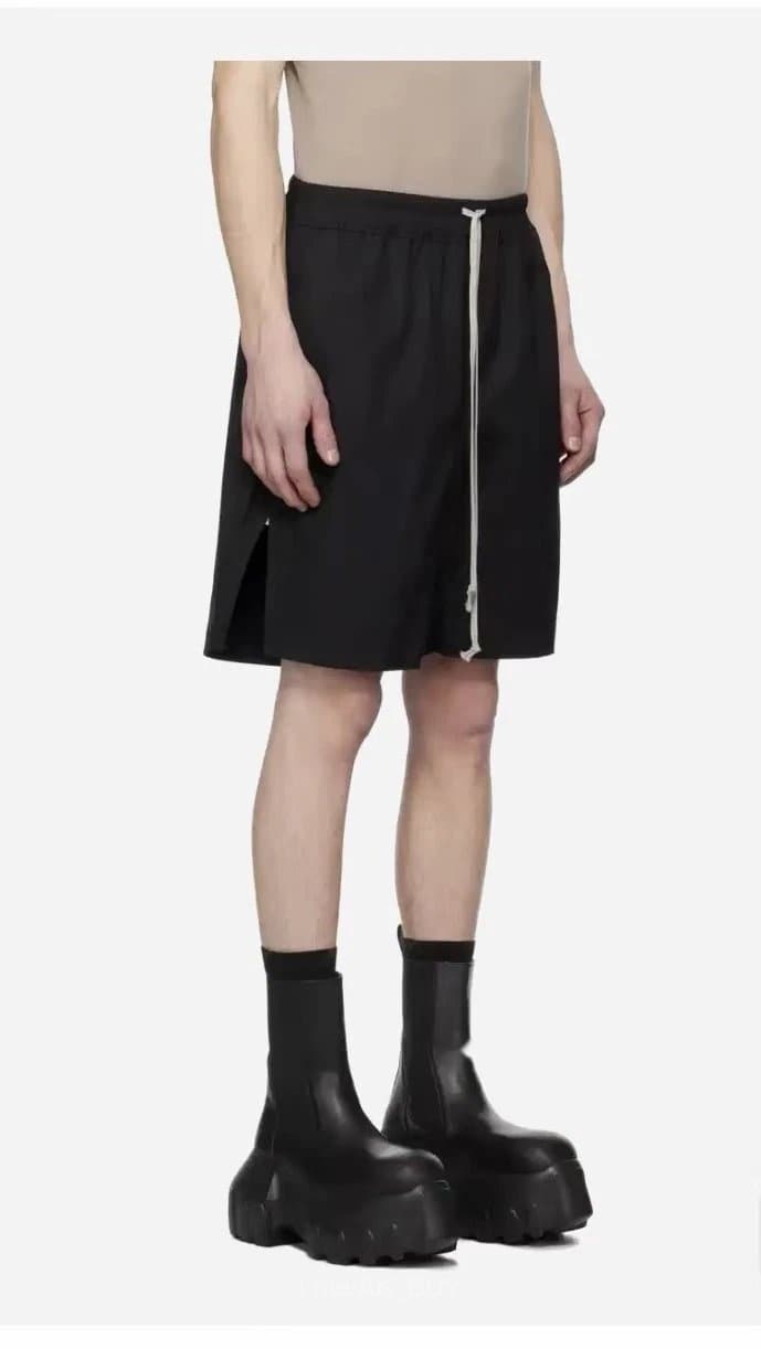 Rick Owens Black Cotton Drawstring Shorts