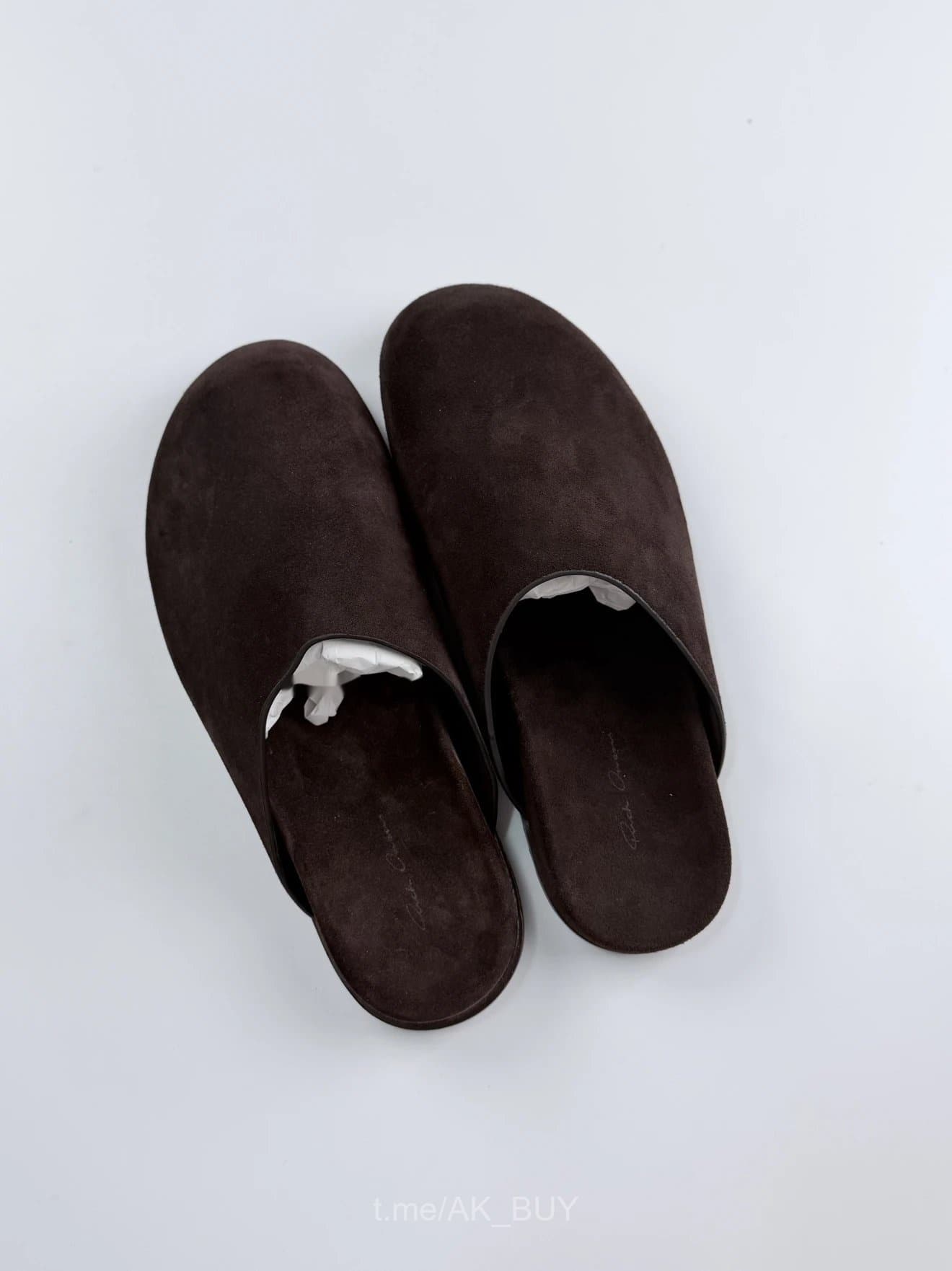 Rick Owens Dark Brown Suede Slippers