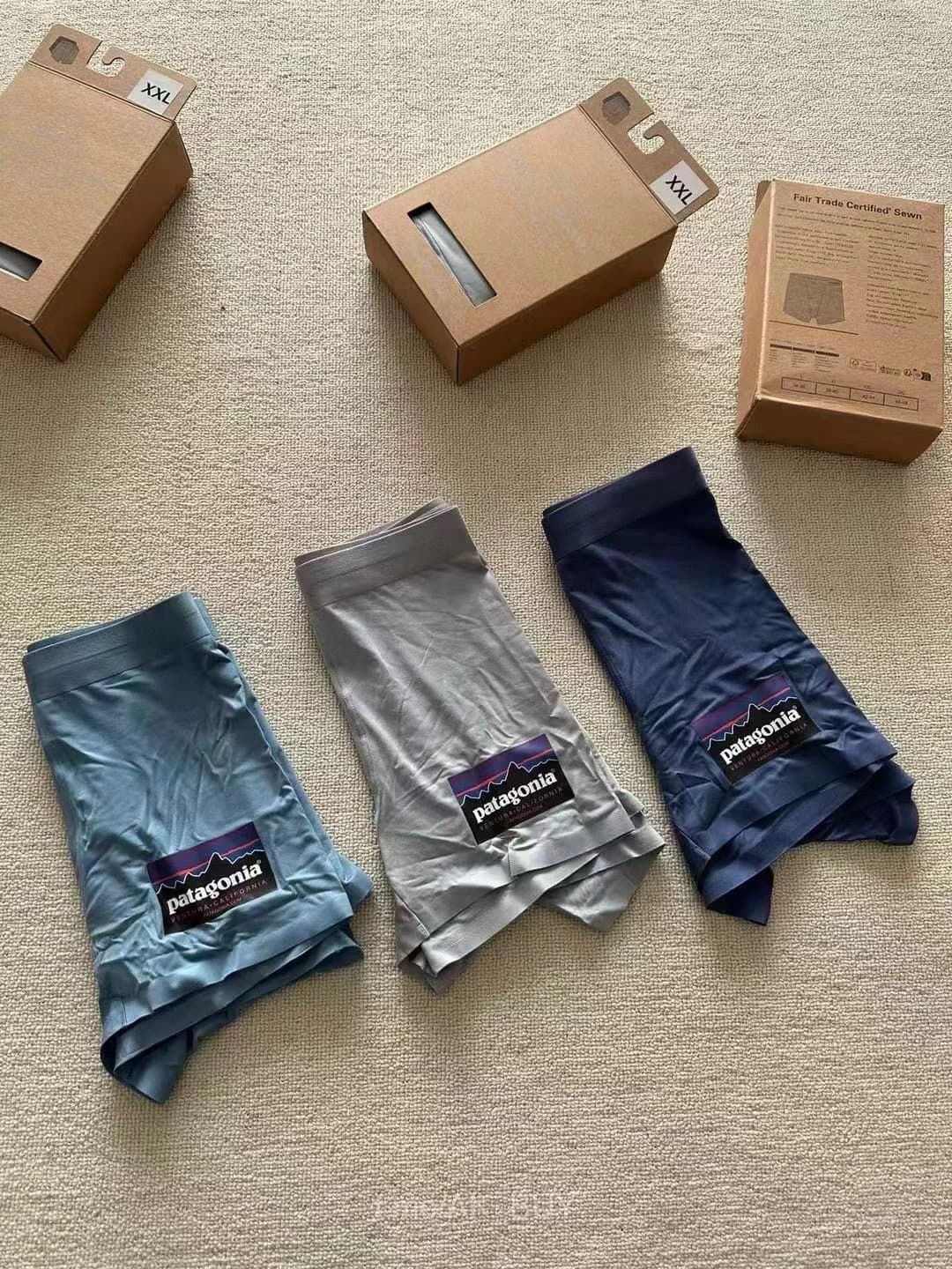 Patagonia Blue Grey Navy Boxer Briefs