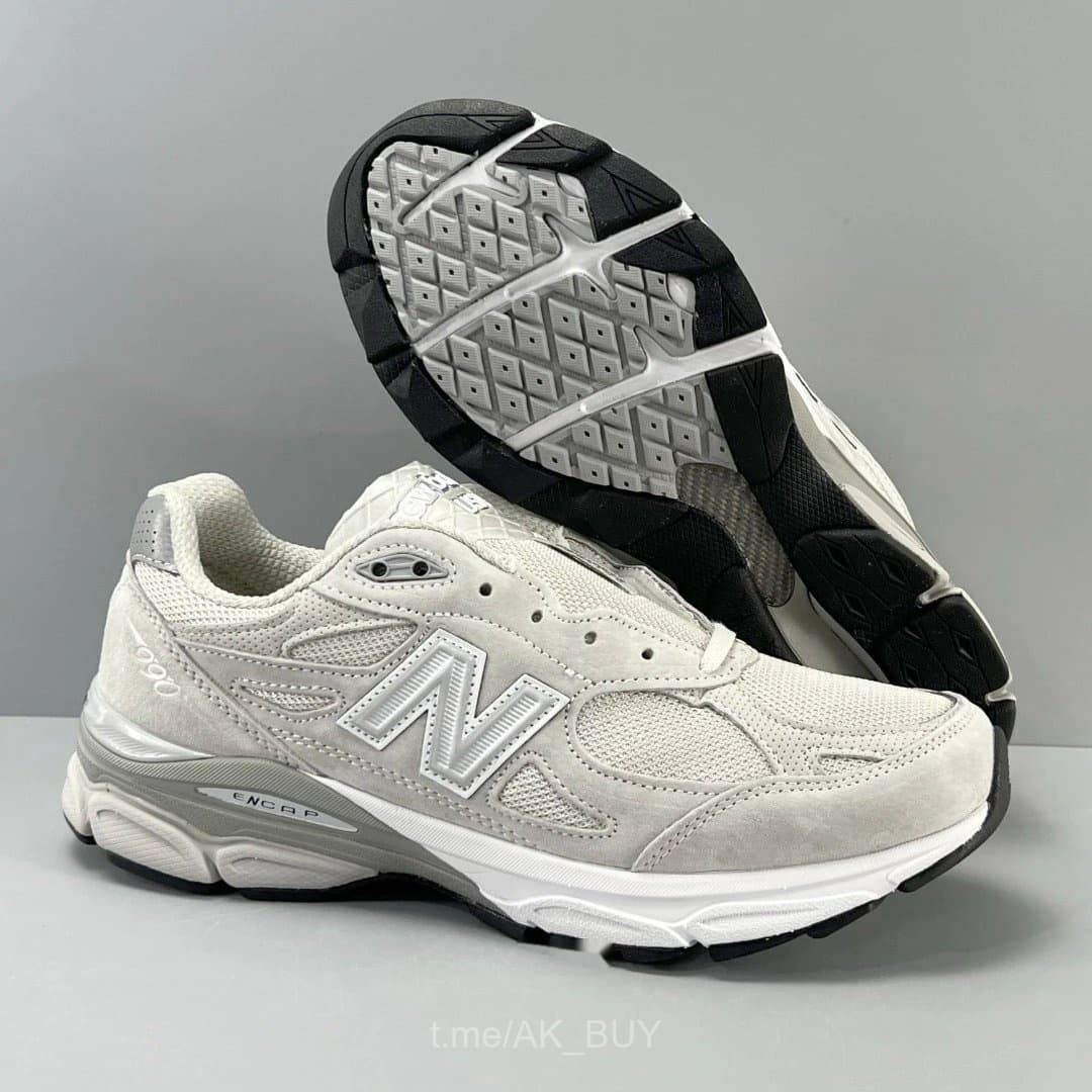 New Balance Grey Suede Mesh Sneakers