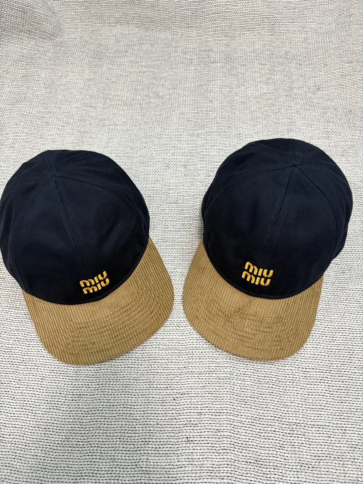 Miu Miu Navy Blue Corduroy Baseball Cap