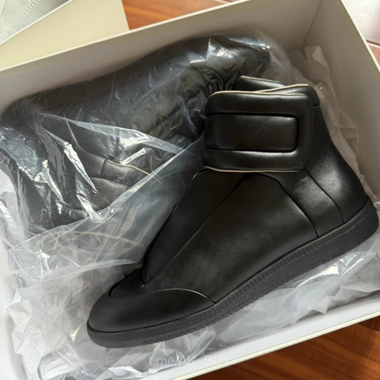 Rick Owens Black Leather High Top Sneakers