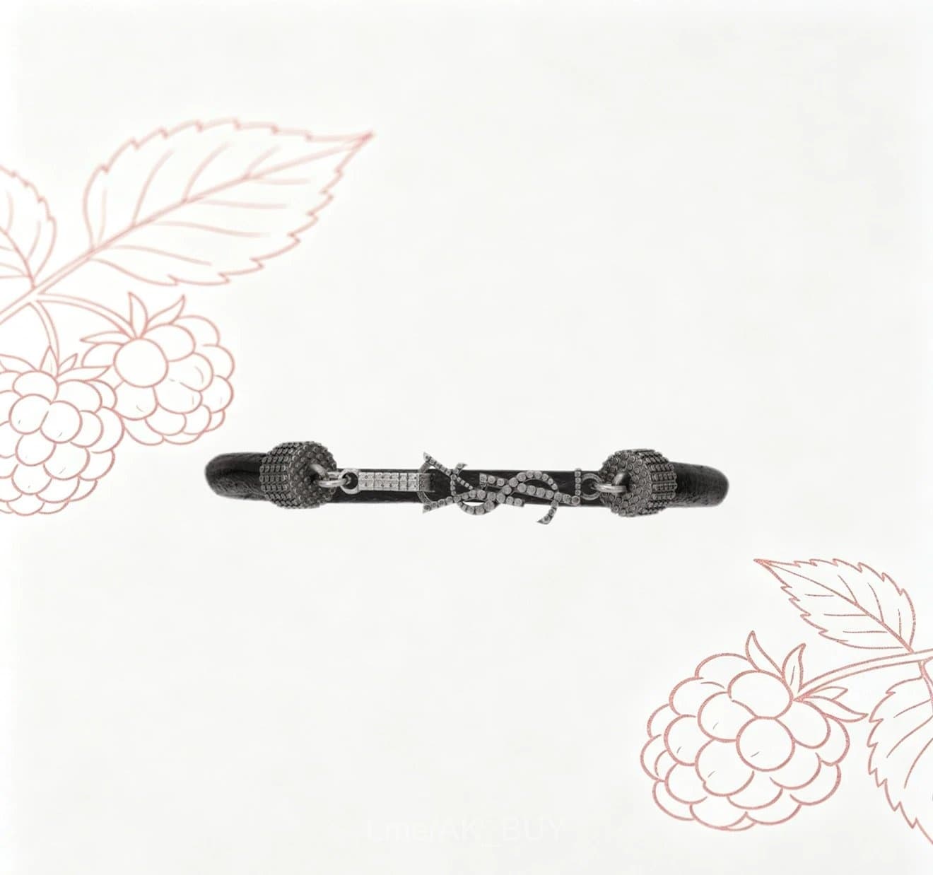 Saint Laurent Black Leather Silver Hardware Bracelet