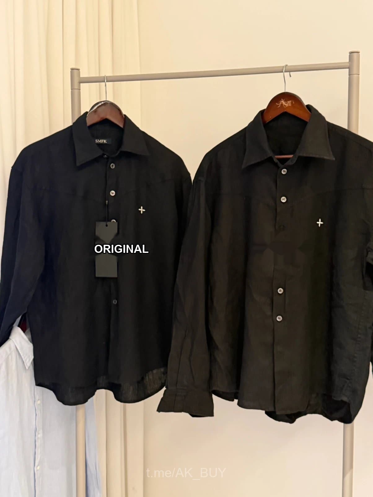SMFK Black Cotton Button Up Shirt