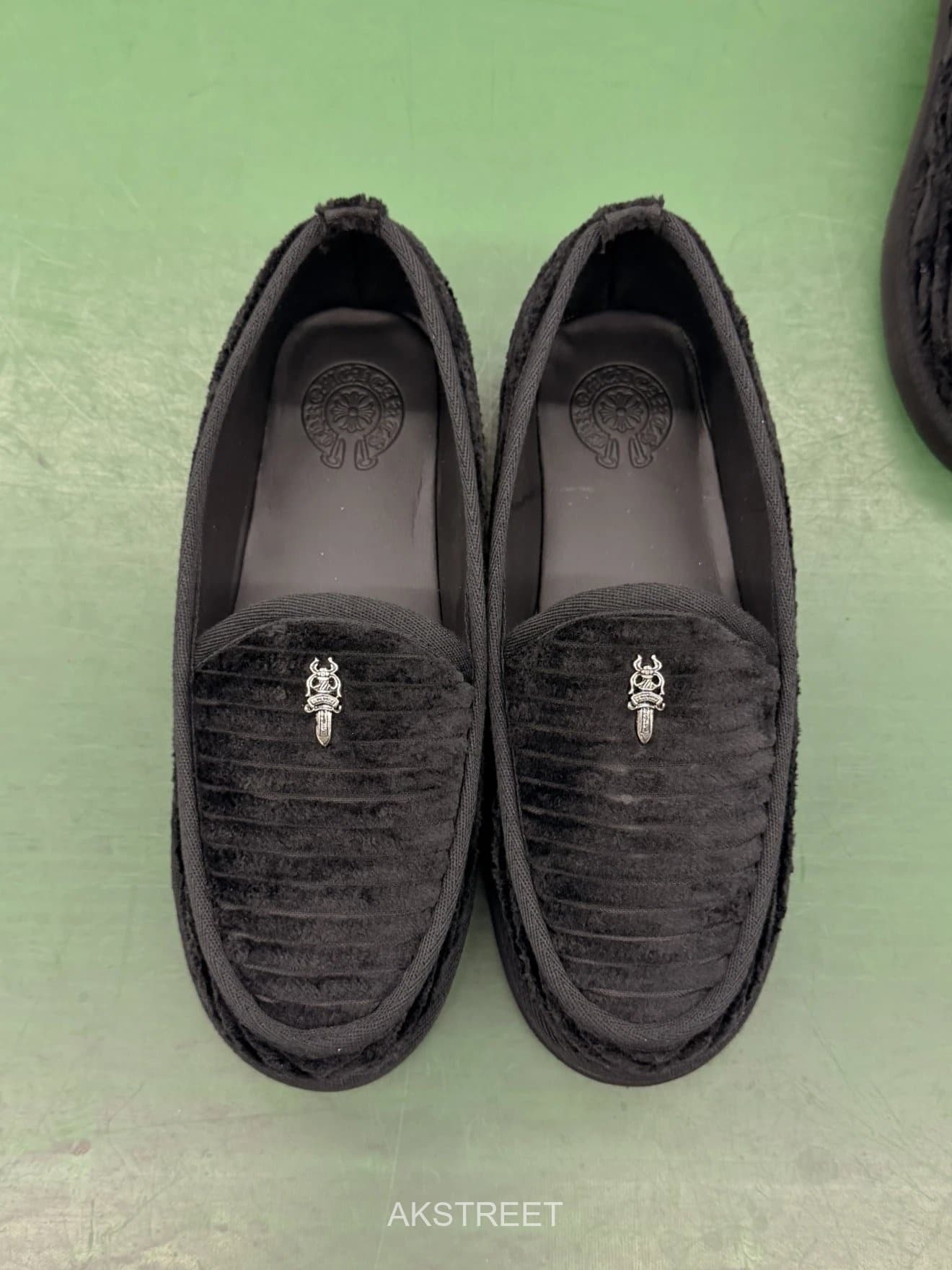 Chrome Hearts Black Corduroy Loafers