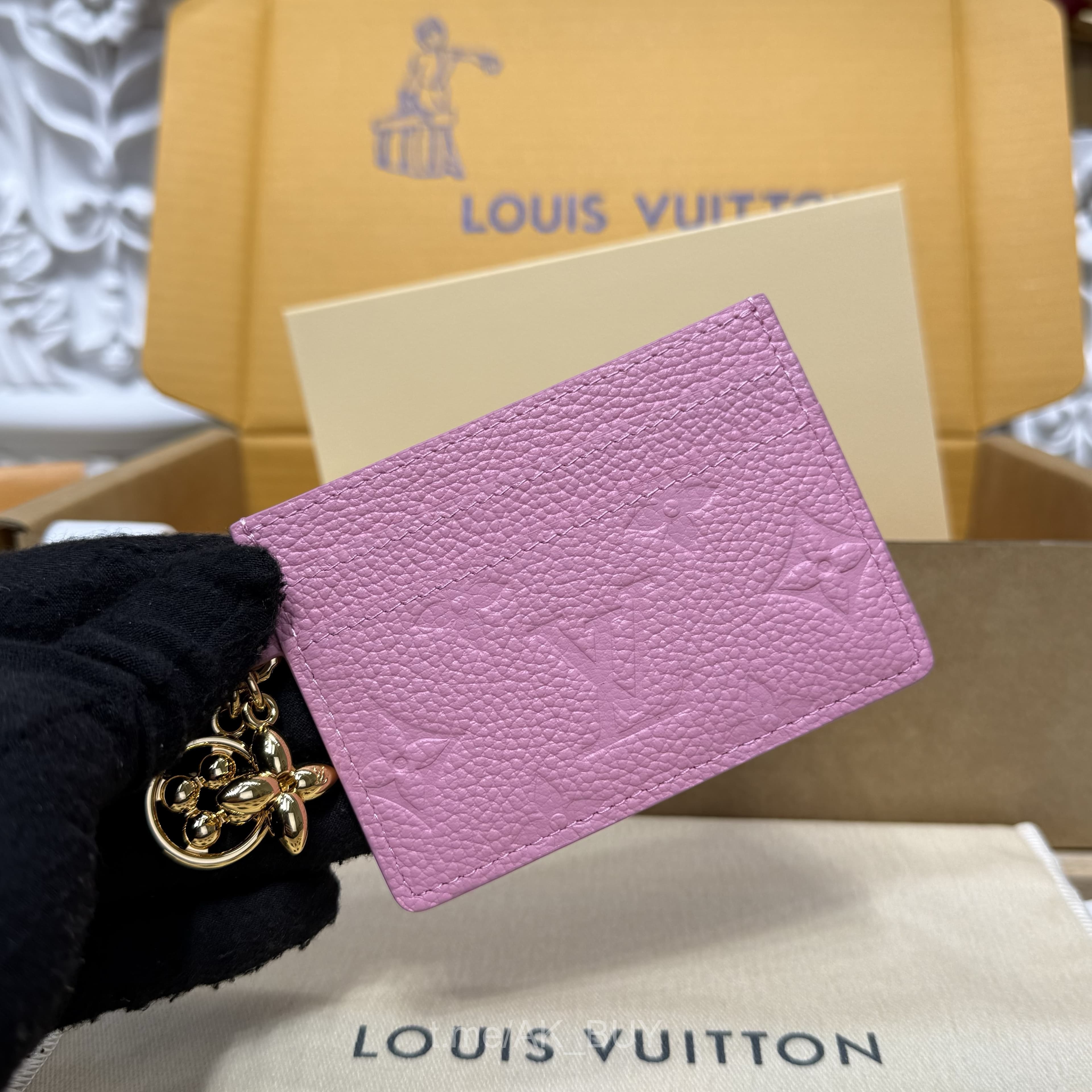 Louis Vuitton Pink Grained Leather Card Holder