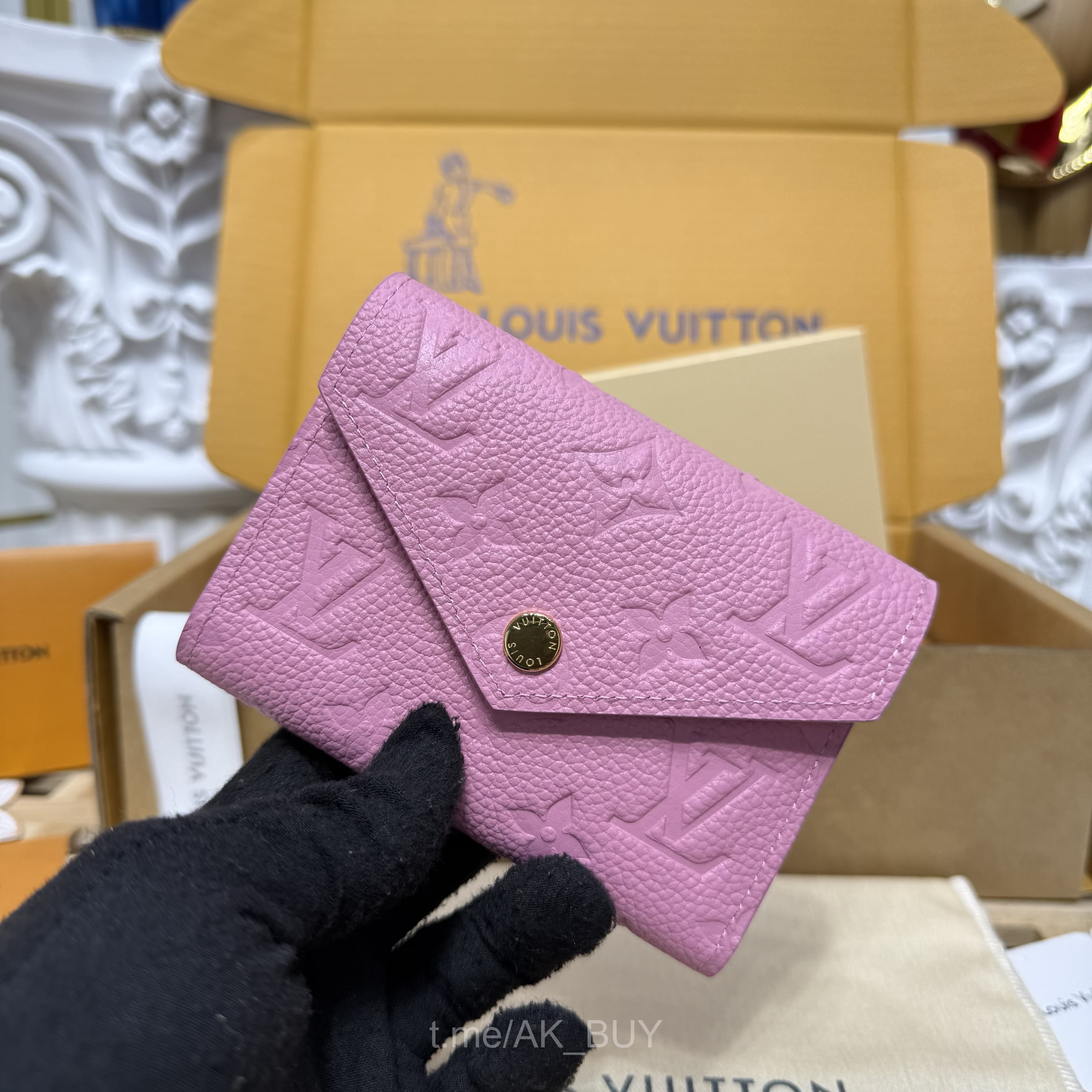 Louis Vuitton Pink Grained Leather Compact Wallet