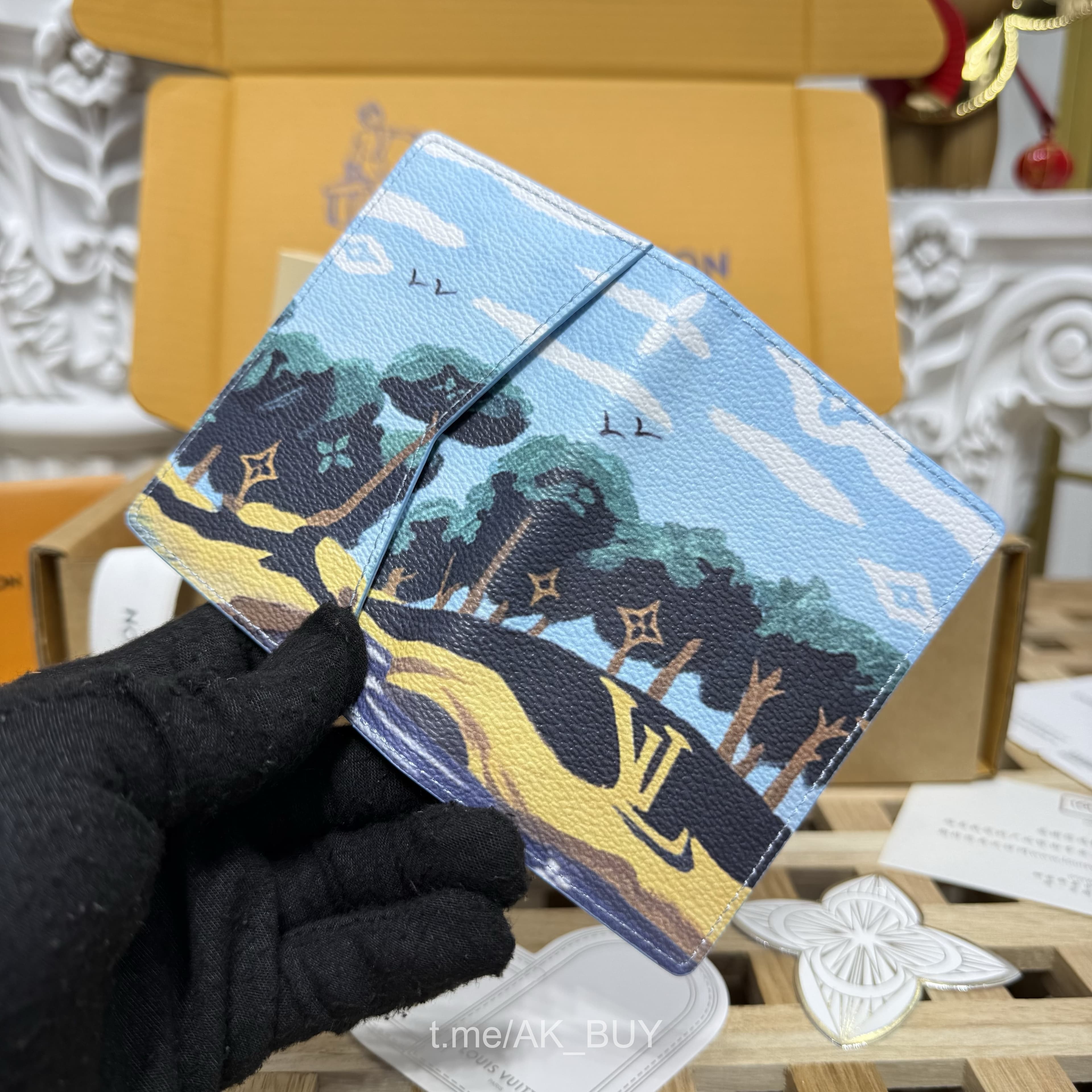 Louis Vuitton Blue Leather Monogram Card Holder