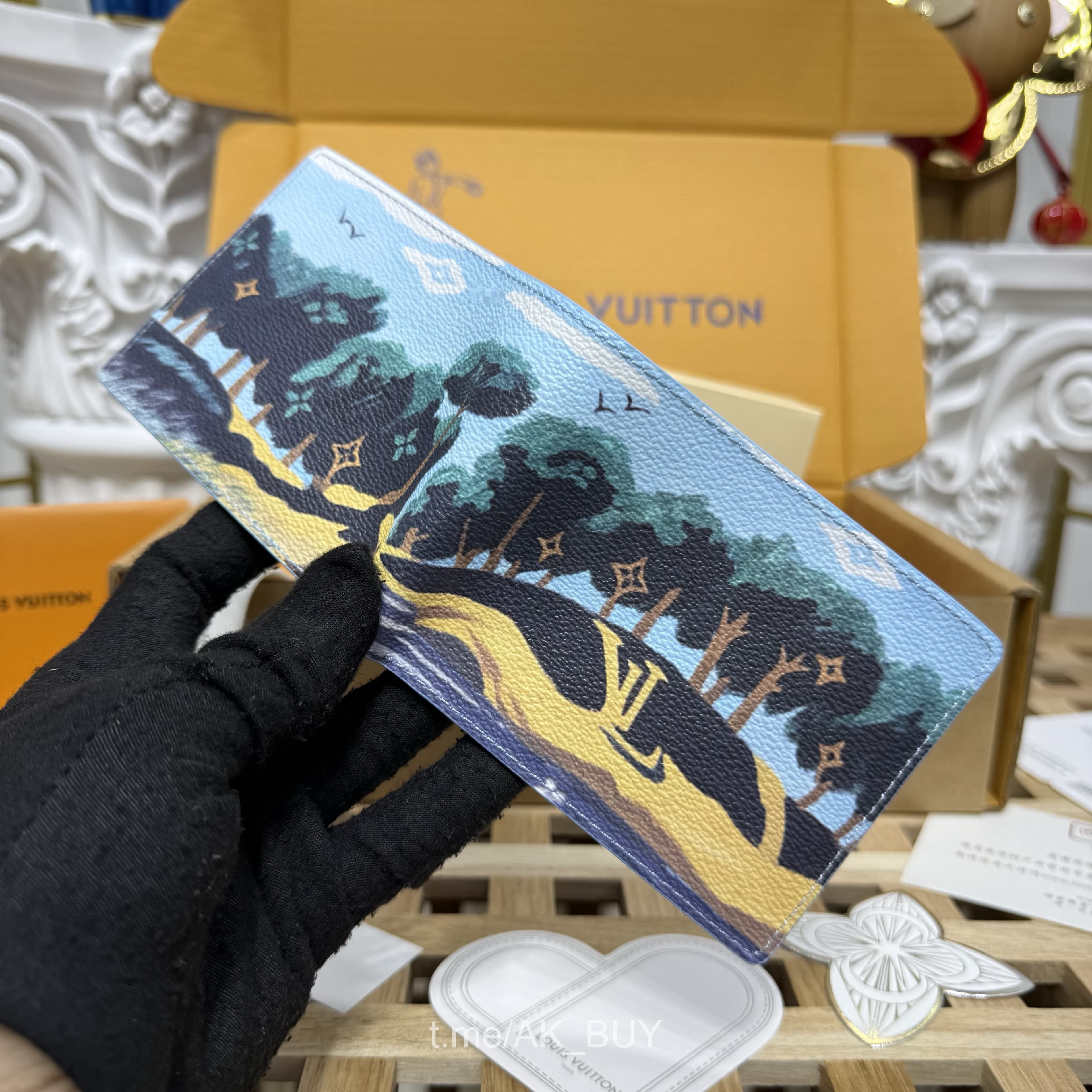 Louis Vuitton Blue Leather Monogram Wallet