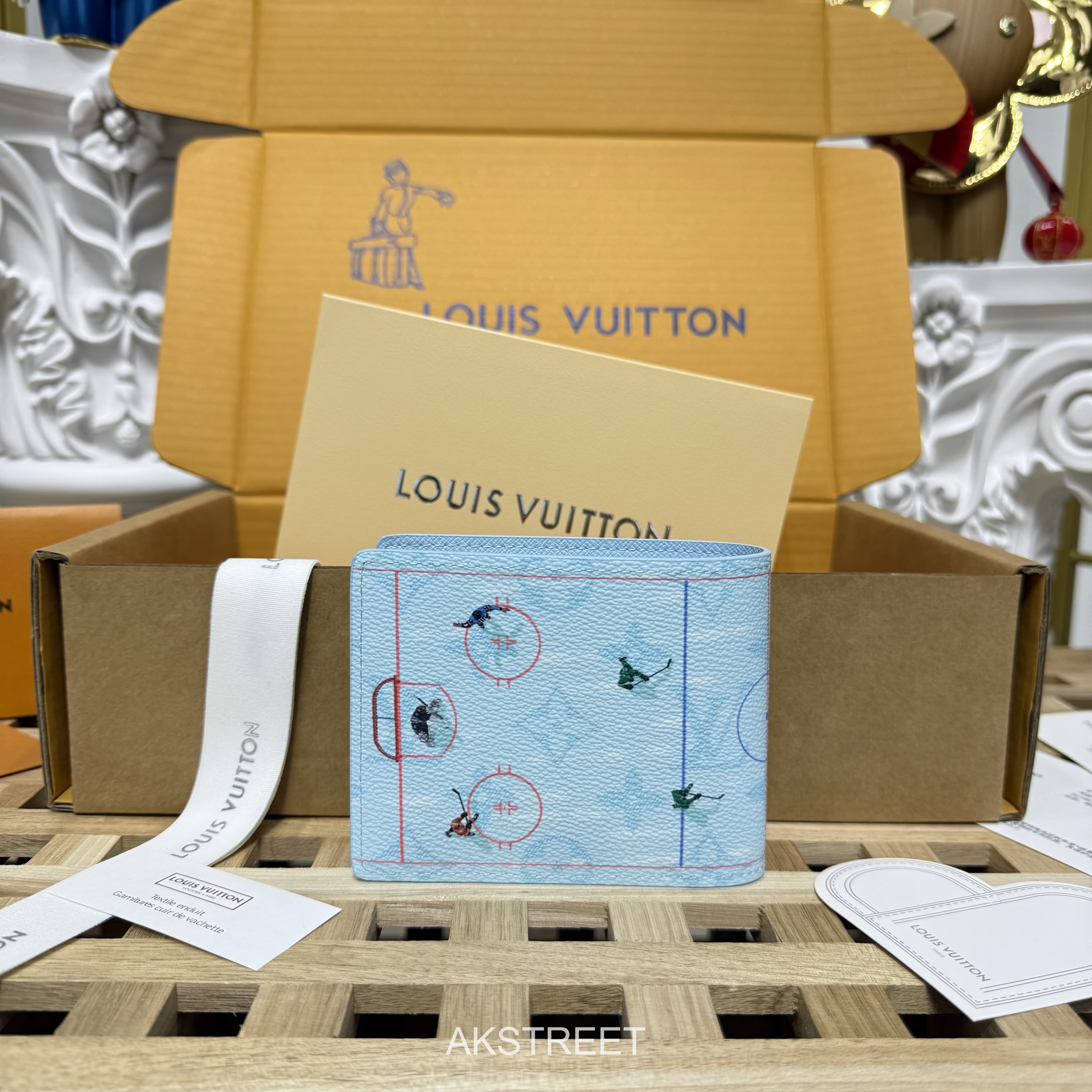 Louis Vuitton Light Blue Grained Leather Wallet