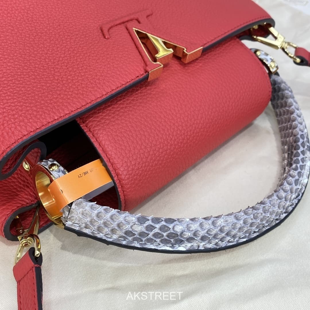 Louis Vuitton Red Grained Leather Handbag