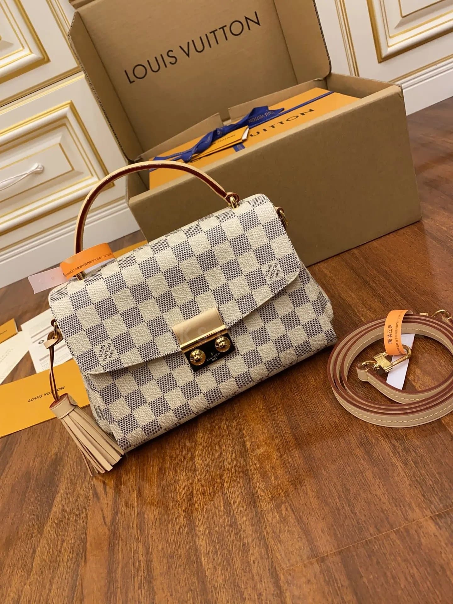 LV Louis Vuitton Croisette Damier Canvas Bag Portable Shoulder Bag Women's N41581
