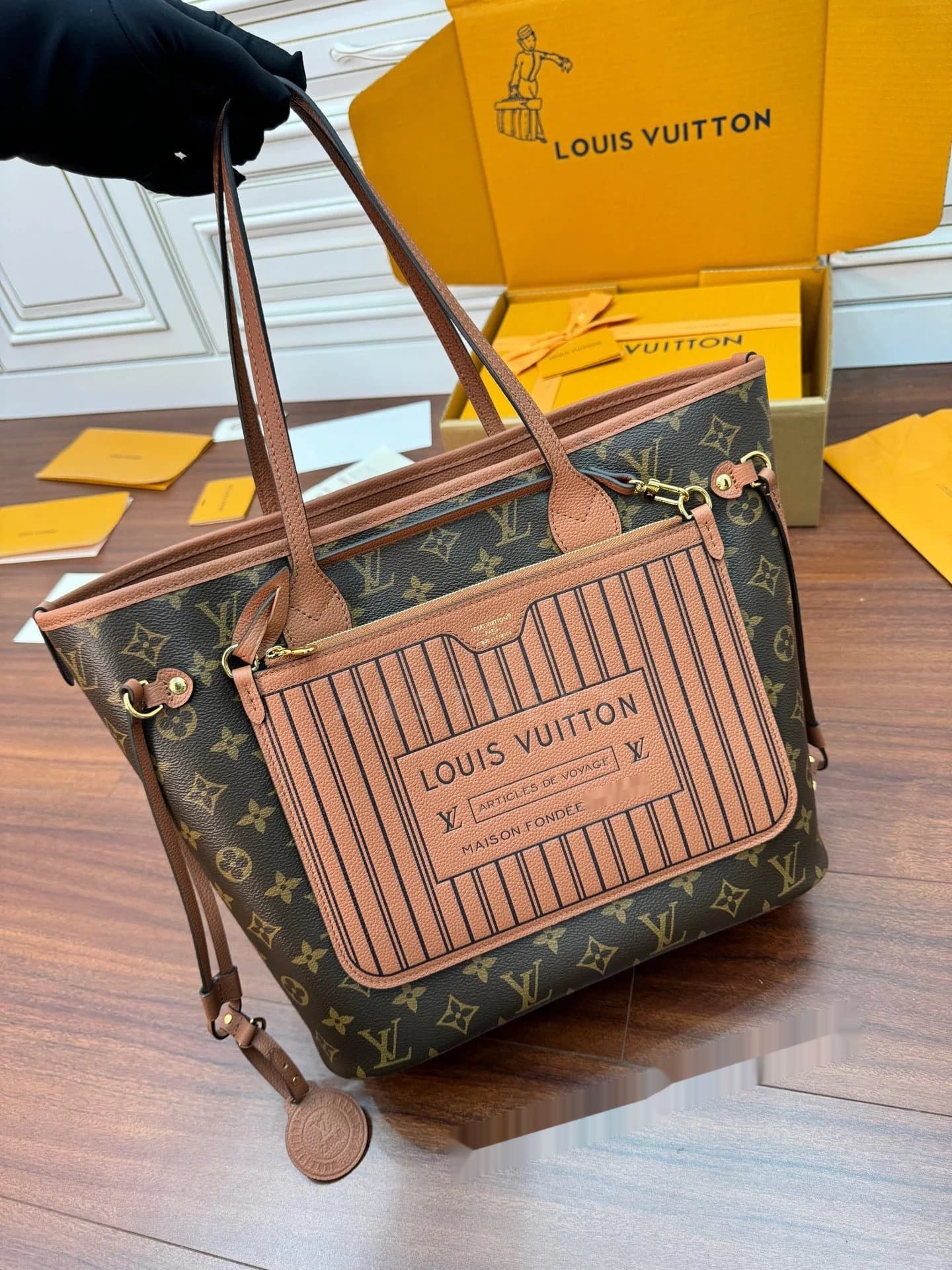 LV Louis Vuitton Monogram Color Matching Bag Coated Canvas Tote Bag Shopping Bag Portable Shoulder Bag Women's M12061