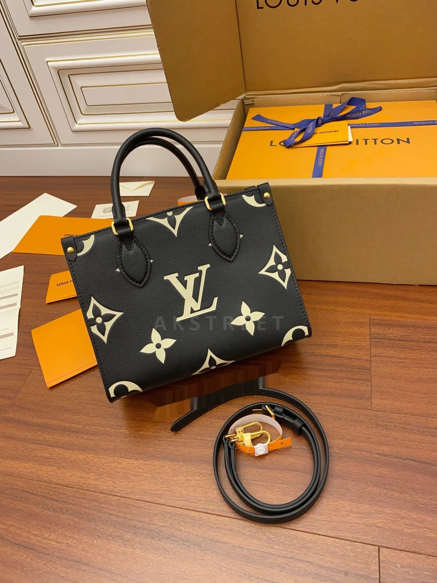 LV Louis Vuitton Classic Monogram Full Print Embossed Grain…