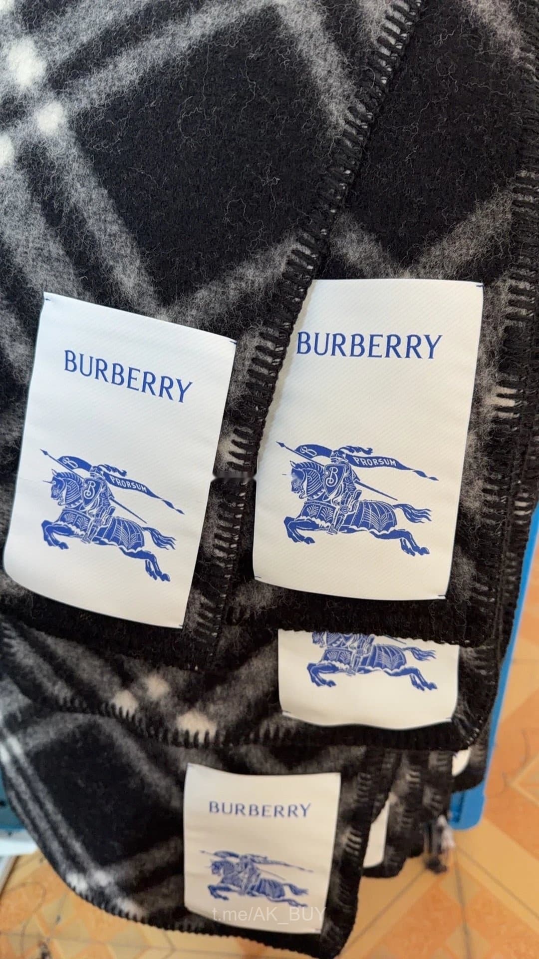 Burberry Black And White Check Scarf
