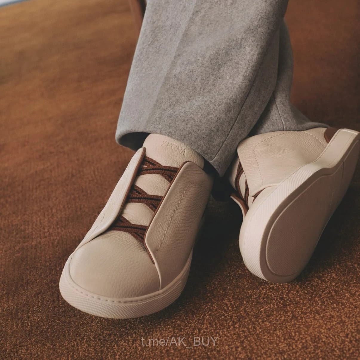 Brunello Cucinelli Off White Leather Sneakers