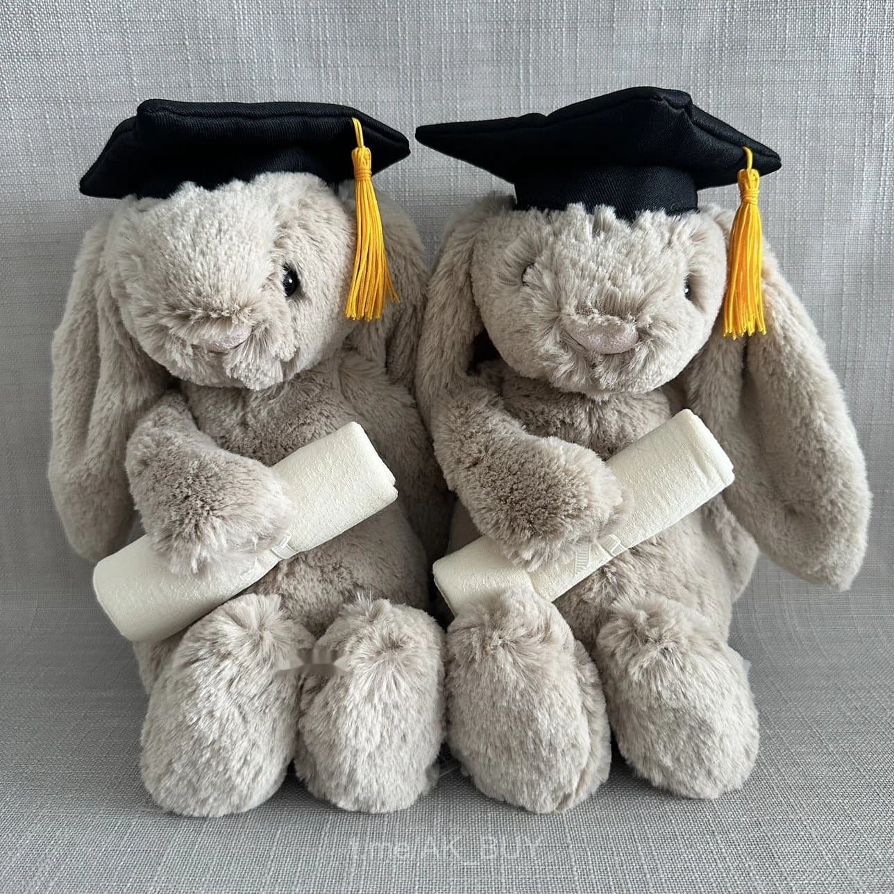 Jellycat Grey Plush Graduation Bunny Toy