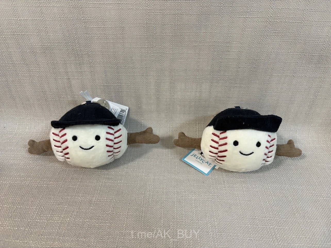 White Black Plush Baseball Keychain
