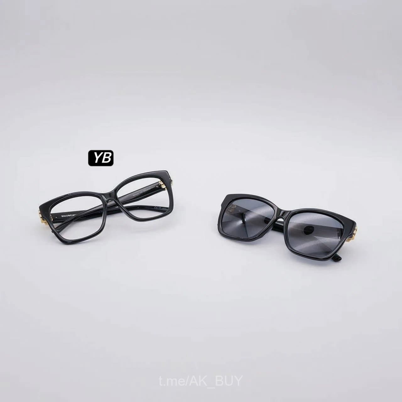 Balenciaga Black Plastic Eyeglasses Frame