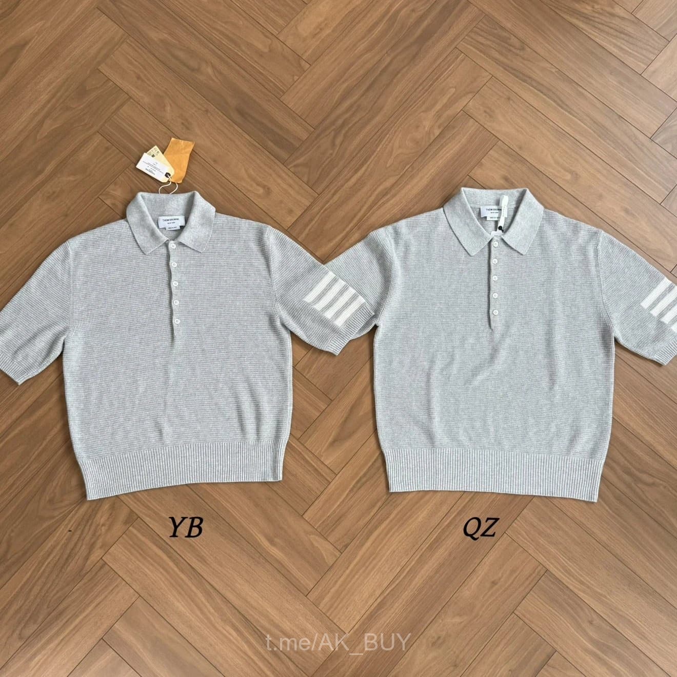 Thom Browne Grey Cotton Knit Polo Shirt