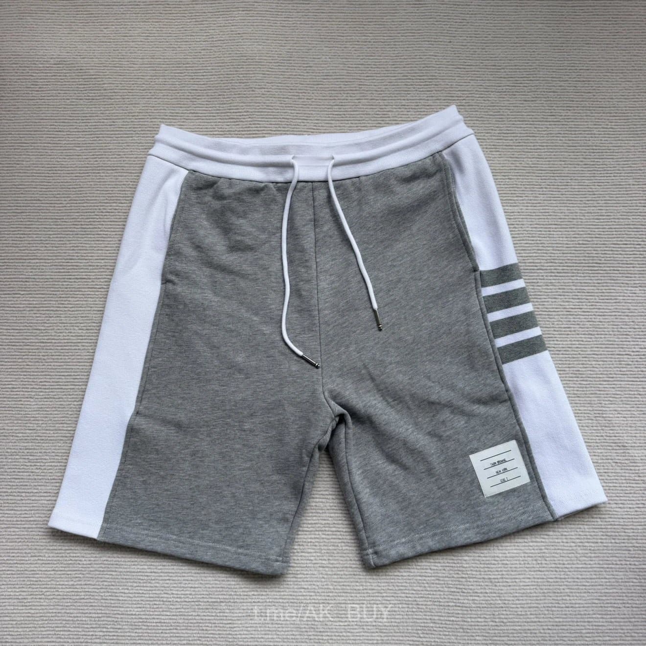 Thom Browne Grey Cotton Striped Sweatshorts