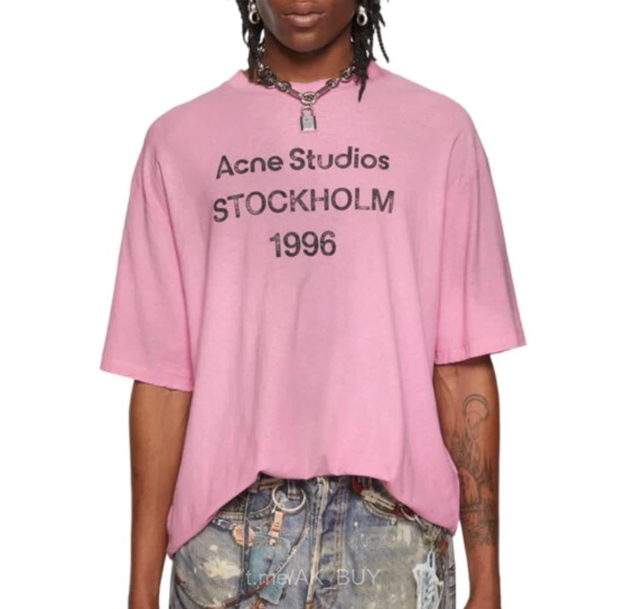 Acne Studios Pink Cotton Logo T-Shirt